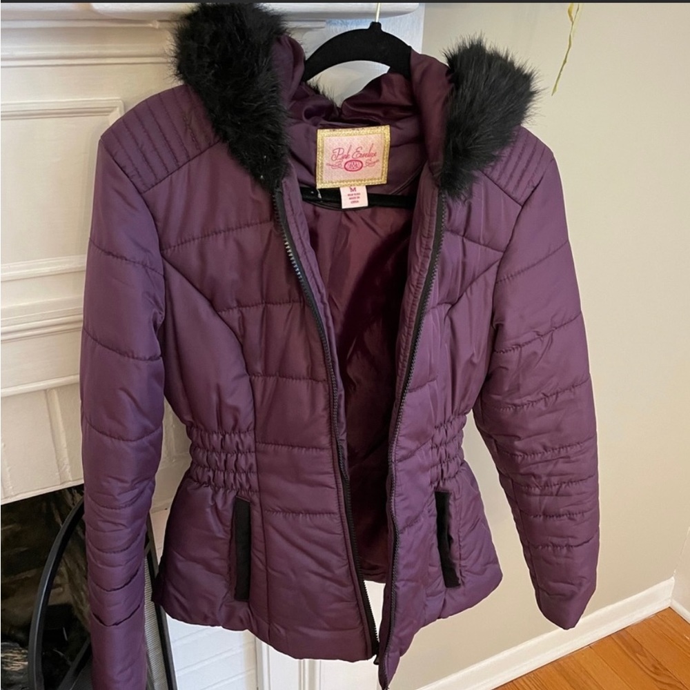 Women's purple jacket with faux fur